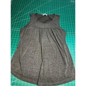 Kikiberry Womens XL Charcoal Gray Heathered Pleated Scoop Neck Tank Sleeveless